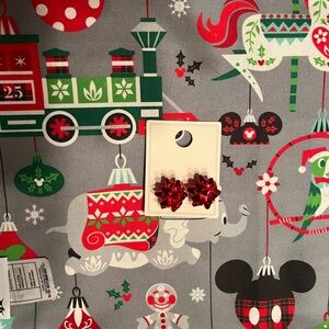 Festive Red Bow Christmas Holiday Earrings